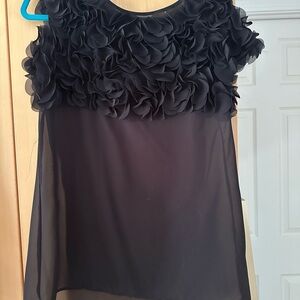 Chic Black Ruffled Women's Blouse